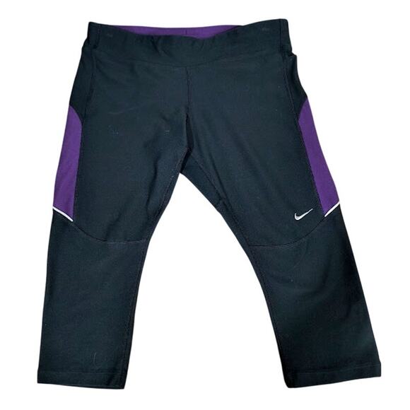 Nike Dri-Fit Black/Purple Workout Capri - Size M - Picture 1 of 6